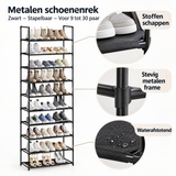 Detail van materiaal en afwerking van metalen schoenenrek