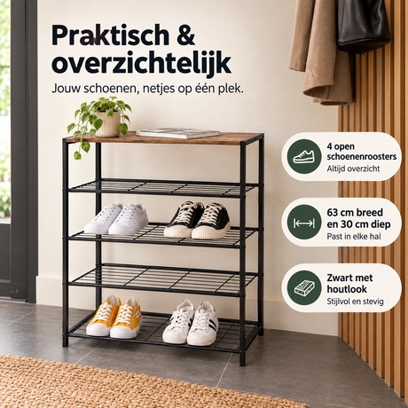 Praktische toepassing en keuzehulp voor metalen schoenenrek