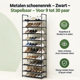 Overzicht van metalen schoenenrek met de belangrijkste productvoordelen