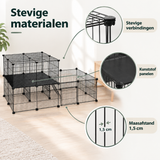 Detail van materiaal en afwerking van modulaire dierenren