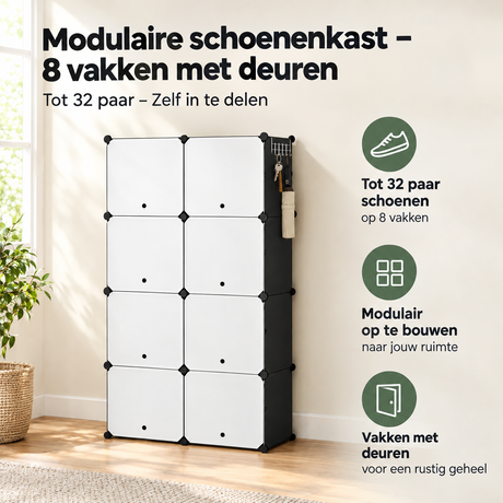 Praktische toepassing en keuzehulp voor modulaire schoenenkast