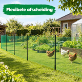 Groen BukkitBow omheiningsnet met palen, 10, 15 of 20 m, 90 of 120 cm hoog voor tuinbeveiliging en afrastering.