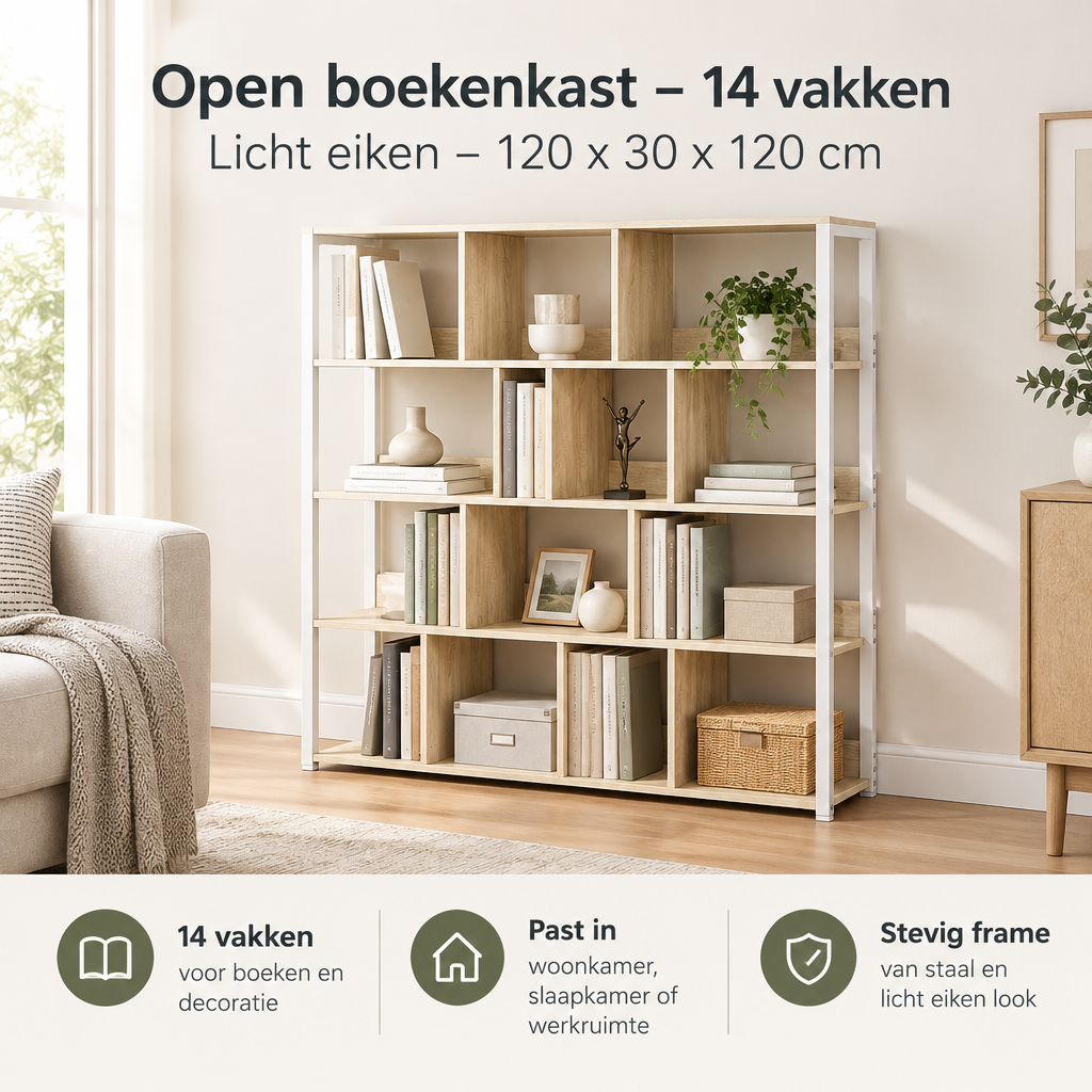 Praktische toepassing en keuzehulp voor open boekenkast