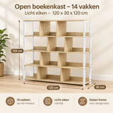 Afmetingen en productspecificaties van open boekenkast