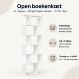 Overzicht van open boekenkast met de belangrijkste productvoordelen