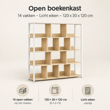 Overzicht van open boekenkast met de belangrijkste productvoordelen