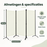 Opvouwbaar kamerscherm met 3 panelen en stalen frame, geschikt voor binnen en buiten, van BukkitBow.