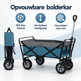 Overzicht van opvouwbare bolderkar met de belangrijkste productvoordelen