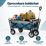 Overzicht van opvouwbare bolderkar met de belangrijkste productvoordelen