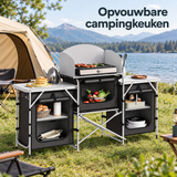opvouwbare campingkeuken in gebruik in een passende praktijksituatie