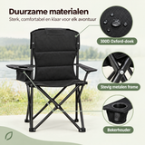 Detail van materiaal en afwerking van opvouwbare campingstoel