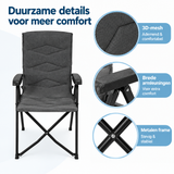 Detail van materiaal en afwerking van opvouwbare campingstoel
