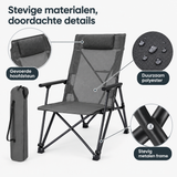 Detail van materiaal en afwerking van opvouwbare campingstoel