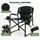 Detail van materiaal en afwerking van opvouwbare campingstoel