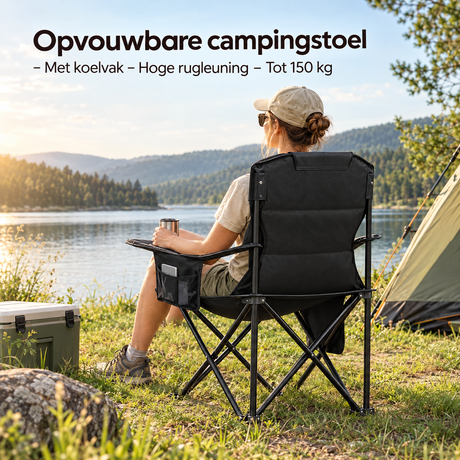 opvouwbare campingstoel in gebruik in een passende praktijksituatie