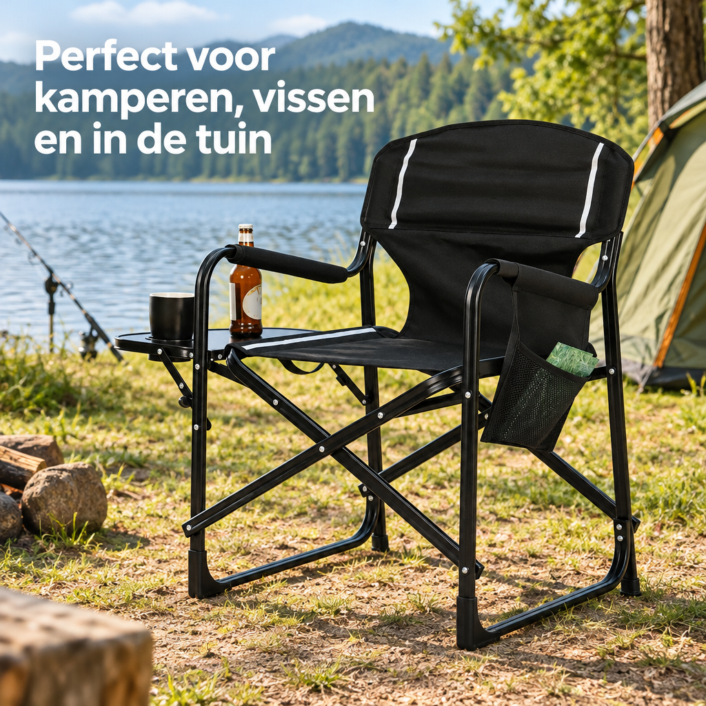 opvouwbare campingstoel in gebruik in een passende praktijksituatie