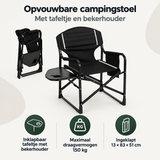 Overzicht van opvouwbare campingstoel met de belangrijkste productvoordelen