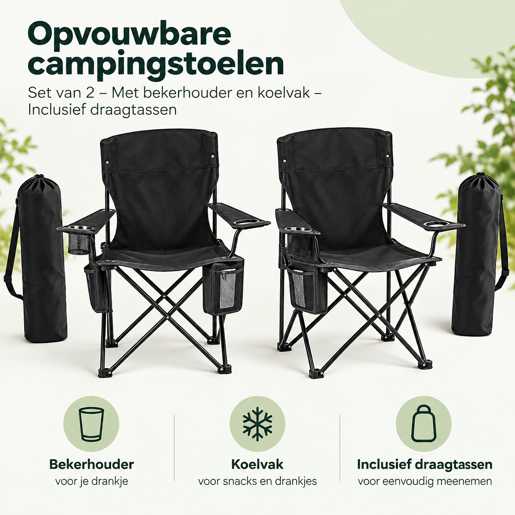 Belangrijkste voordelen en eigenschappen van opvouwbare campingstoelen set van 2