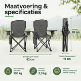 Afmetingen en productspecificaties van opvouwbare campingstoelen set van 2