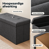 BukkitBow opvouwbare opbergbank van 110 cm met 118 liter capaciteit en tot 300 kg belastbaar, detail van het materiaal