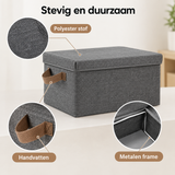 Detail van materiaal en afwerking van opvouwbare opbergdozen