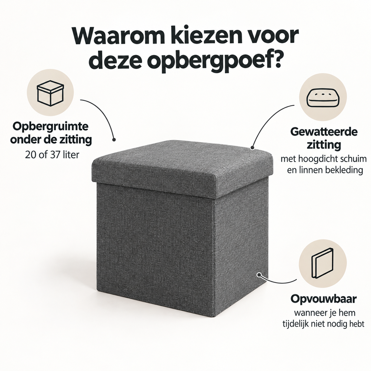 Belangrijkste voordelen en eigenschappen van opvouwbare opbergpoef