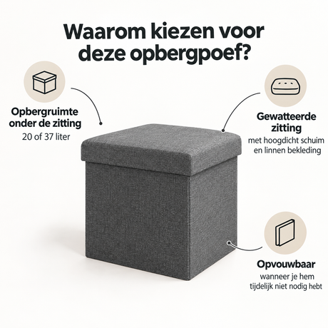 Belangrijkste voordelen en eigenschappen van opvouwbare opbergpoef