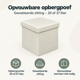 Overzicht van opvouwbare opbergpoef met de belangrijkste productvoordelen