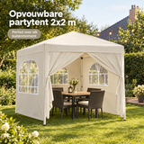 opvouwbare partytent 2x2 in gebruik in een passende praktijksituatie