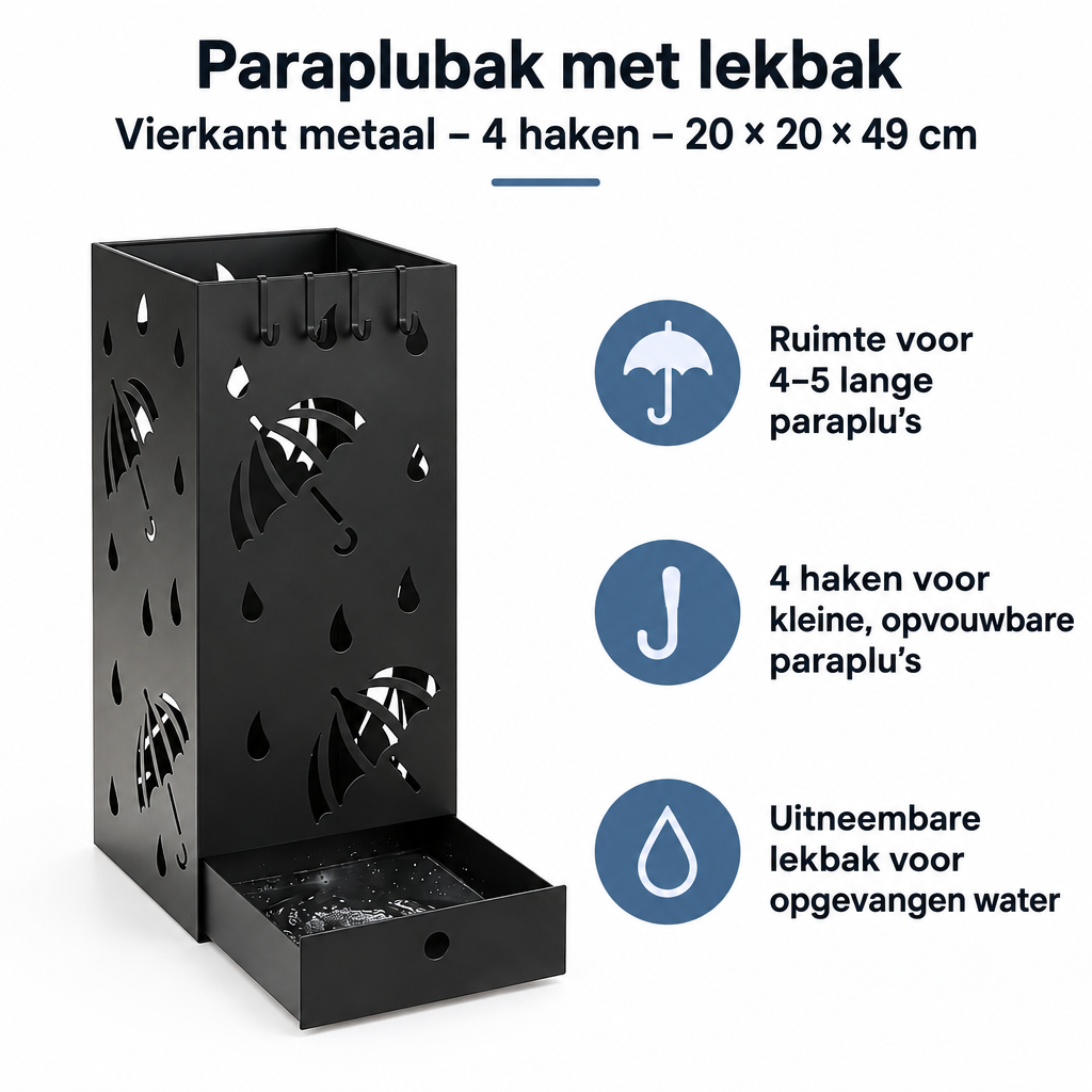 Belangrijkste voordelen en eigenschappen van paraplubak met lekbak