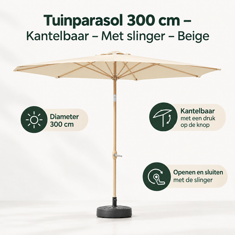 Belangrijkste voordelen en eigenschappen van parasol 300 cm