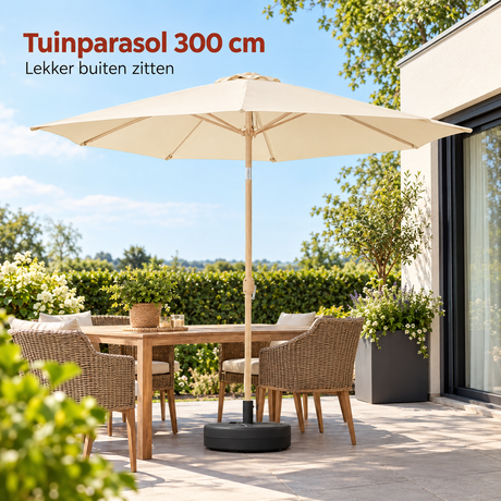 parasol 300 cm in gebruik in een passende praktijksituatie