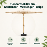 Overzicht van parasol 300 cm met de belangrijkste productvoordelen