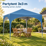partytent 3x3 m in gebruik in een passende praktijksituatie