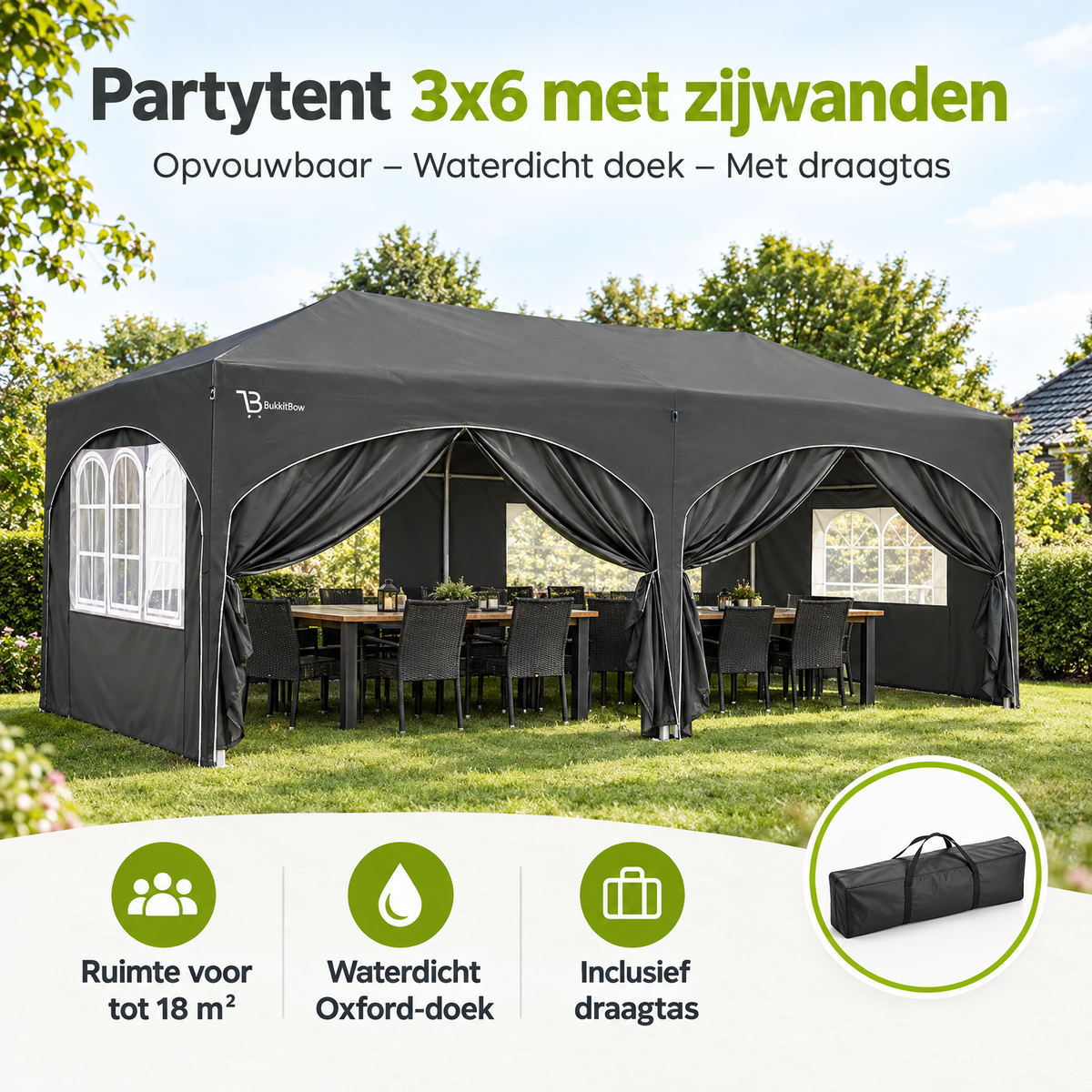 Praktische toepassing en keuzehulp voor partytent 3x6 met zijwanden