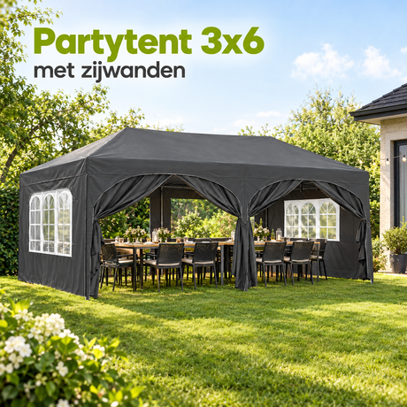 partytent 3x6 met zijwanden in gebruik in een passende praktijksituatie