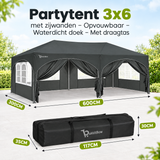 Afmetingen en productspecificaties van partytent 3x6 met zijwanden