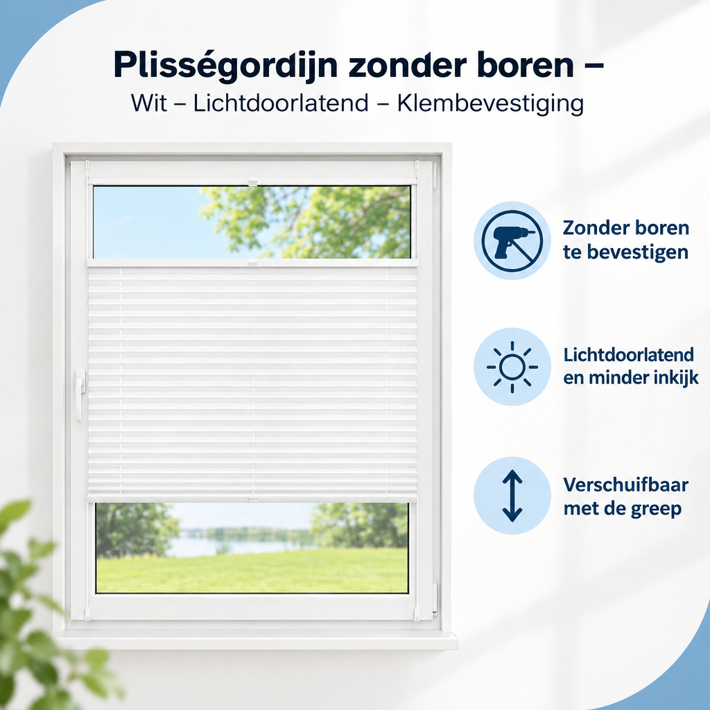 Belangrijkste voordelen en eigenschappen van plisségordijn zonder boren