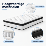 Detail van materiaal en afwerking van pocketvering matras 90x200