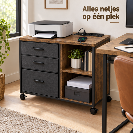printerkast op wielen in gebruik in een passende praktijksituatie