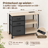 Afmetingen en productspecificaties van printerkast op wielen