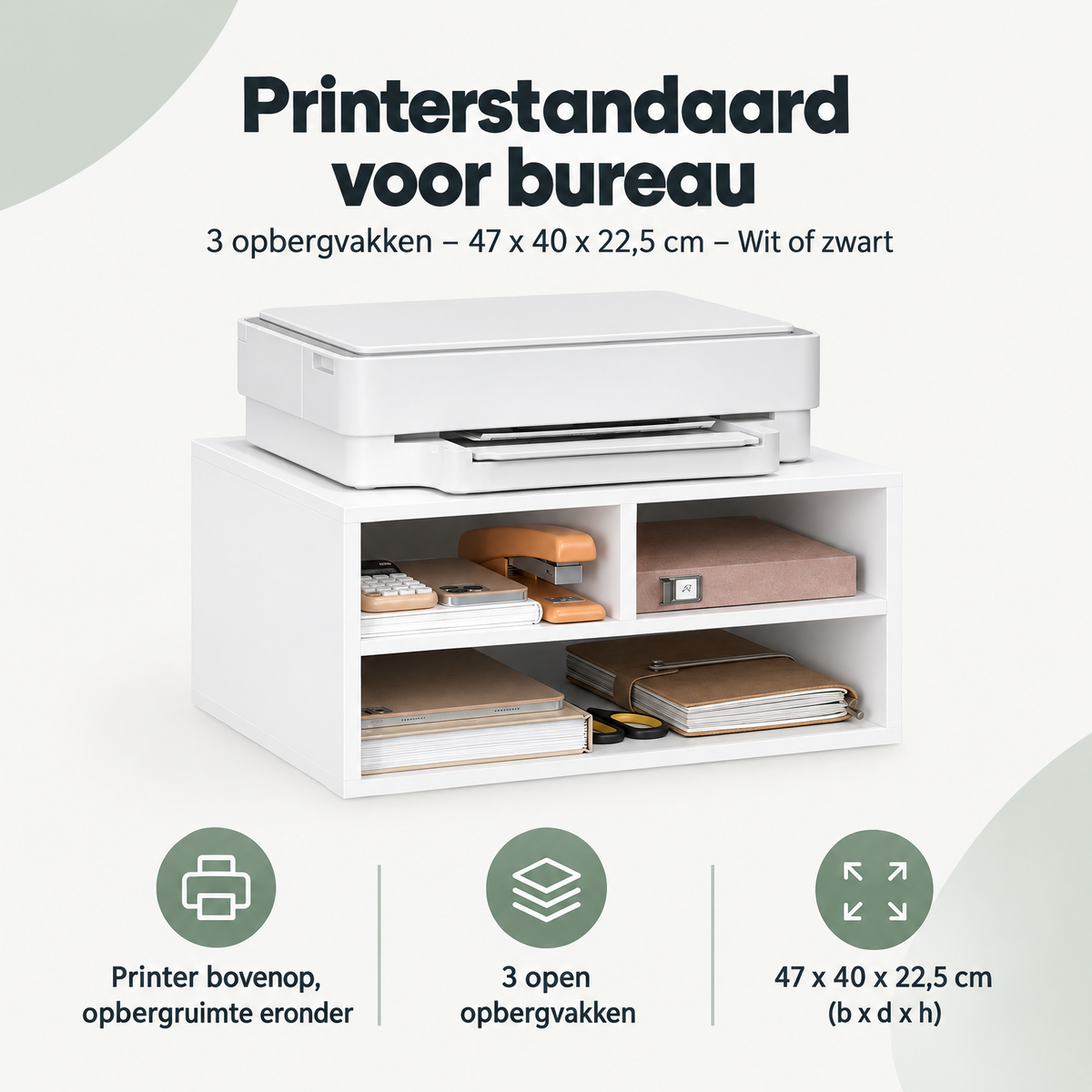 Overzicht van printerstandaard met de belangrijkste productvoordelen