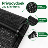 Detail van materiaal en afwerking van privacydoek
