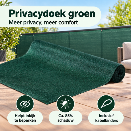 Praktische toepassing en keuzehulp voor privacydoek groen