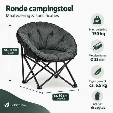 Afmetingen en productspecificaties van ronde campingstoel