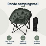 Overzicht van ronde campingstoel met de belangrijkste productvoordelen