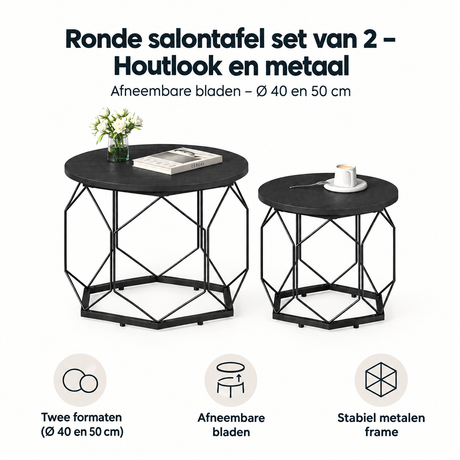 Belangrijkste voordelen en eigenschappen van ronde salontafel set van 2