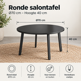 Afmetingen en productspecificaties van ronde salontafel zwart metaal