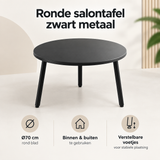 Overzicht van ronde salontafel zwart metaal met de belangrijkste productvoordelen
