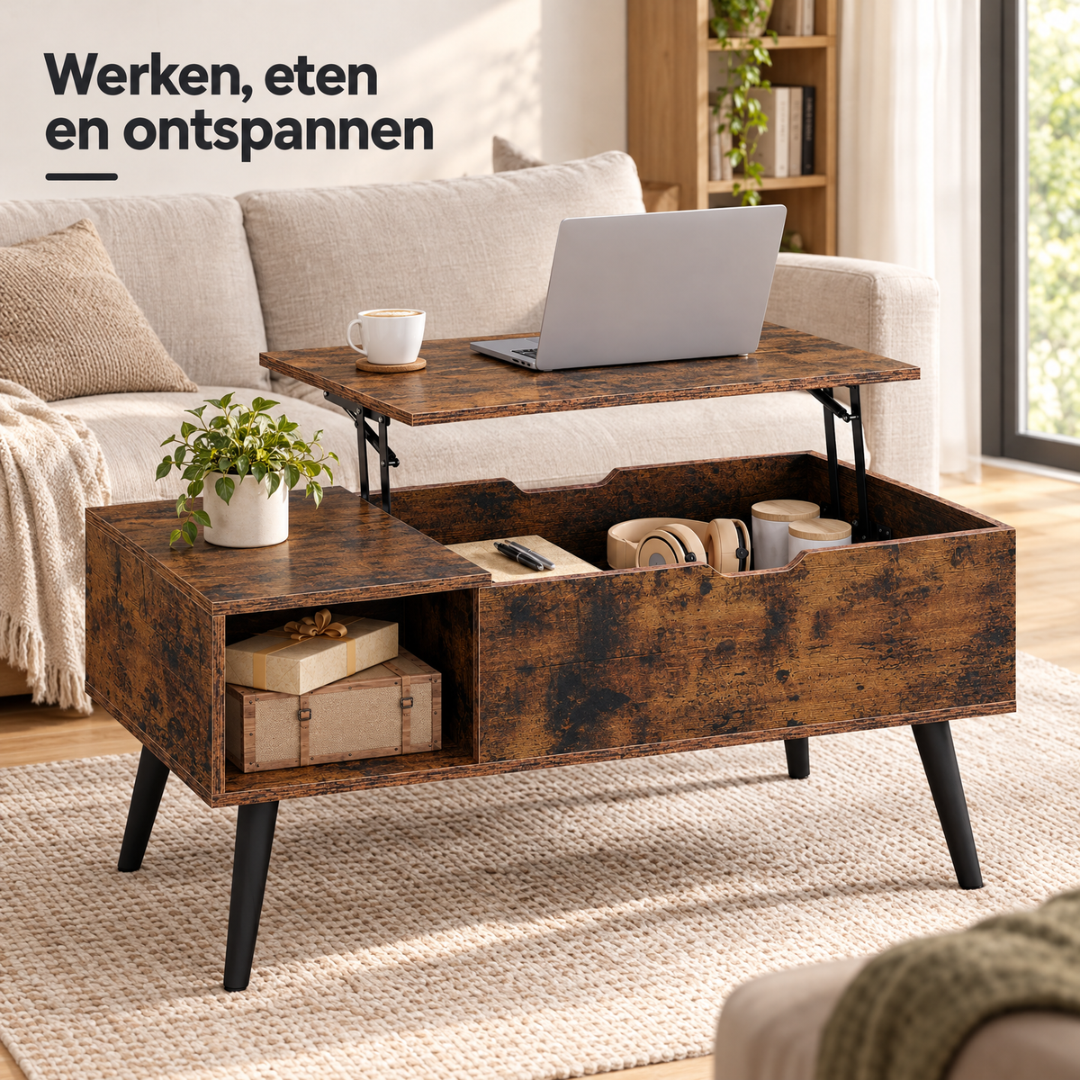 salontafel met liftfunctie in gebruik in een passende praktijksituatie